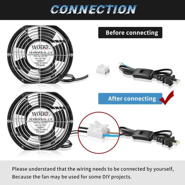 Alt view image 4 of 5 - WDERAIR High Speed Axial Muffin Fan 172mm x 150mm x 51mm with Switch 110V 120V for DIY Cooling Ventilation Exhaust Projects for Chicken CoopCrawl SpaceIndustrialDoorway Server