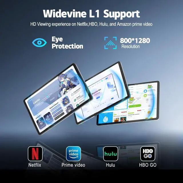 Alt view image 5 of 5 - 10 inch Tablet, Android 14 Tablet, 8GB RAM 128GB ROM 1TB Expansion, Octa-core Processor, 1280x800 HD Touch Screen, 5MP+8MP Dual Camera, WiFi 6, BT 5.0, 6000mAh Battery & Quad Speakers, Metal Grey