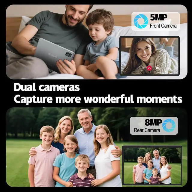 Alt view image 4 of 5 - 10 inch Tablet, Android 14 Tablet, 8GB RAM 128GB ROM 1TB Expansion, Octa-core Processor, 1280x800 HD Touch Screen, 5MP+8MP Dual Camera, WiFi 6, BT 5.0, 6000mAh Battery & Quad Speakers, Metal Grey