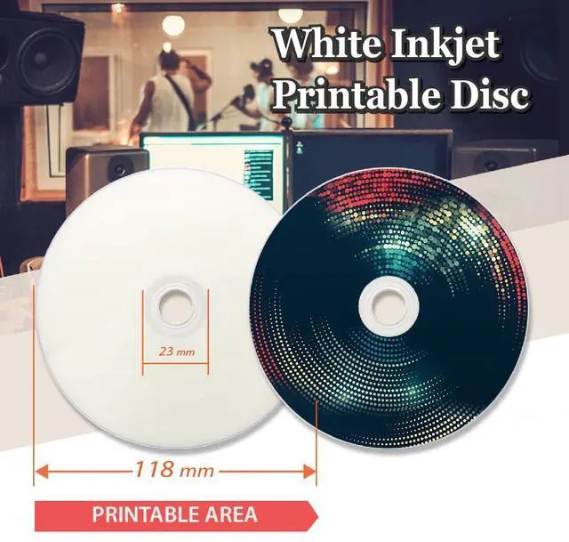Alt view image 4 of 5 - OPTIMUM CD-R Blank Disc 700MB 52X Moisture Resistant White Inkjet Hub Printable Recordable Media - 100 Discs (no Container) Blank CDs for Music Audio Data