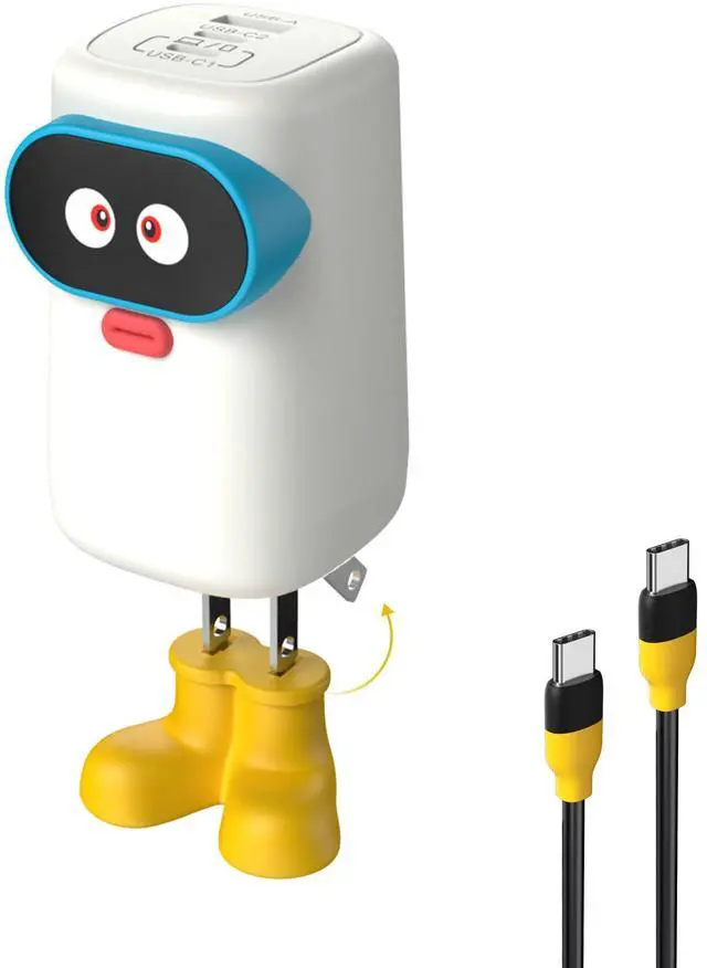 Main image of V-checker 65W USB C Charger Block, 3-Port GaN Charger Compact Foldable Fast Charger for MacBook Pro/Air, Pixelbook, iPad Pro, iPhone 16/15/Pro, Galaxy S25/S24, Black Yellow