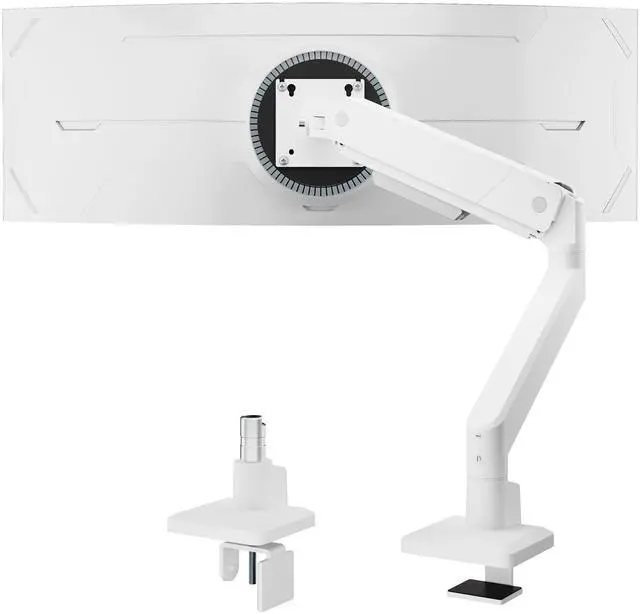 Main image of monTEK Single Monitor Arm for Max 45 Inch Ultrawide Screens Adjustable Monitor Desk Mount Holds 35 Lbs Cable Management with C Clamp/Grommet Desk Mount, VESA 75/100mm, MA1007WH