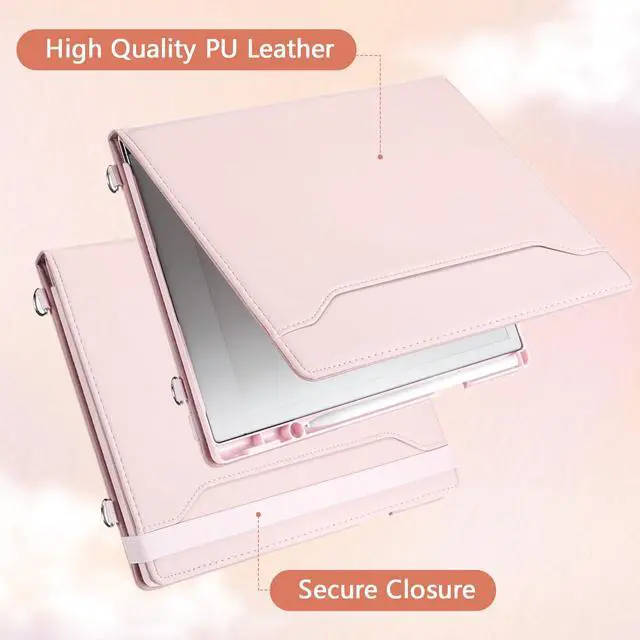 Alt view image 5 of 5 - E NET-CASE Case for Remarkable 2 Paper Tablet - Business Design Protective Stand Cover with Pen Holder/Hand Strap/Carrying Shoulder Strap & Auto Sleep/Wake for 10.3" 2020 Released (Pink)