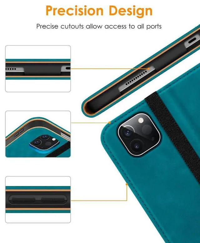 Alt view image 5 of 5 - DTTO Case for iPad Pro 11 Inch 4th / 3rd / 2nd / 1st Generation 2022/2021/2020/2018,Premium PU Leather Folio Stand Cover with Hand Strap, Auto Wake/Sleep,Multiple Viewing Angles, Light Blue