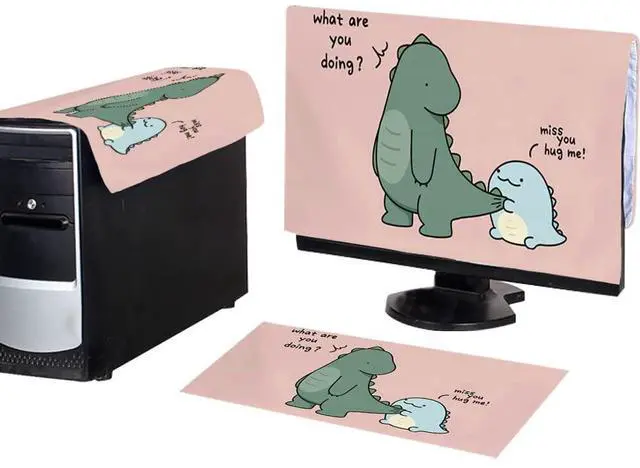 Main image of WAYUTO 3Pcs Computer Dust Cover Set Keyboard Computer Host Pc Monitor Tower Protector Dust Proof Computer Case Covers for Desktop CPU Dinosaur 32Inch