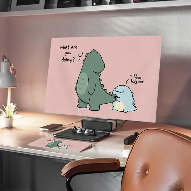 Alt view image 5 of 5 - WAYUTO 3Pcs Computer Dust Cover Set Keyboard Computer Host Pc Monitor Tower Protector Dust Proof Computer Case Covers for Desktop CPU Dinosaur 32Inch