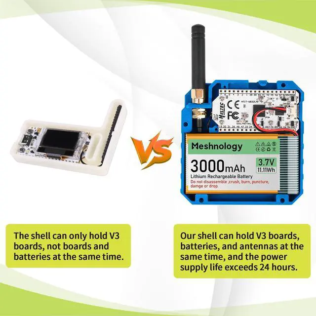 Alt view image 4 of 5 - 2Pack ESP32 LoRa V3 Development Board + 3.7V 3000mAh Battery + Custom Case Set - with 915MHz Meshtastic Antenna and SMA Antenna Surport WiFi Bluetooth LoRa V3 Devices for Arduino LoRawan IOT N33 Blue