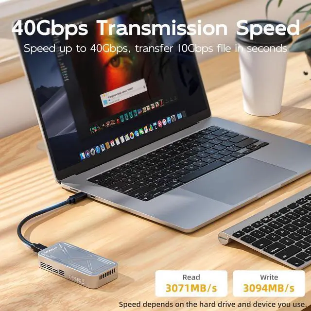 Alt view image 3 of 5 - SEINIKAY 40Gbps M.2 NVME Enclosure with Cooling Fan,USB4.0 External Aluminum SSD Enclosure,Compatible with Thunderbolt 4/3/USB3.2/3.1/3.0/2.0