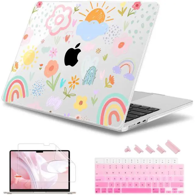 Main image of May Chen Compatible with M4 MacBook Air 15 inch Case 2025 2024 2023 A3241 A3114 M3 A2941 M2 with Liquid Retina Display & Touch ID, Plastic Hard Shell with Keyboard Cover - Rainbows Flowers