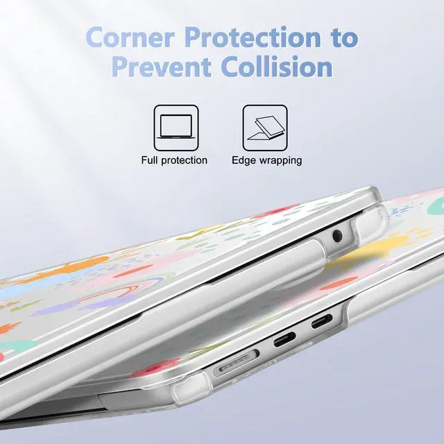 Alt view image 3 of 5 - May Chen Compatible with M4 MacBook Air 15 inch Case 2025 2024 2023 A3241 A3114 M3 A2941 M2 with Liquid Retina Display & Touch ID, Plastic Hard Shell with Keyboard Cover - Rainbows Flowers