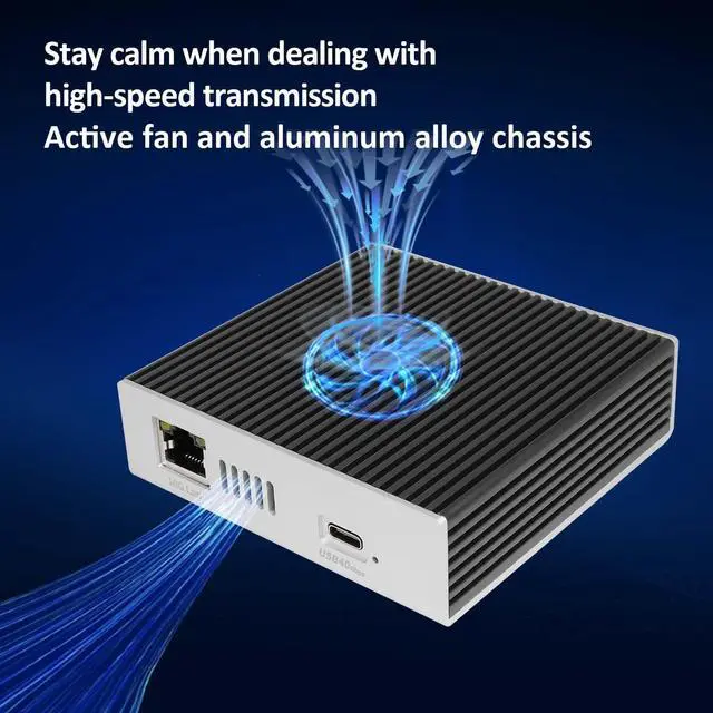 Alt view image 5 of 5 - 10Gb/10G Ethernet Adapter Dock Compatible with Thunderbolt5/4/3 and USB4.0,RJ45,USB-A,TF and SD 3.0 Card Reader Support 10G/5G/2.5G/1G,100Mb/s for MacOS, Windows, Linux,NAS