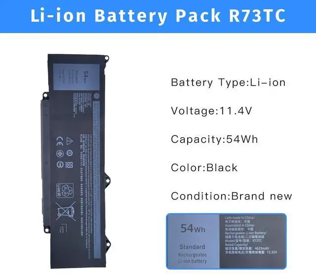 Alt view image 2 of 5 - NBULBL R73TC Laptop Battery Replacement for Dell Latitude 3340 3440 3480 3540 3580 5340 5440 5540 Series KDM9P DR02P GRWKG 2X1V9 GTG7N [11.4V 54Wh]