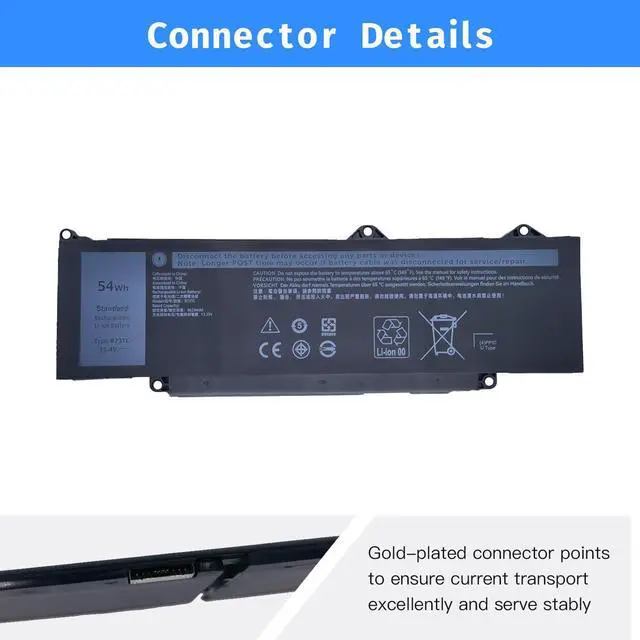 Alt view image 3 of 5 - NBULBL R73TC Laptop Battery Replacement for Dell Latitude 3340 3440 3480 3540 3580 5340 5440 5540 Series KDM9P DR02P GRWKG 2X1V9 GTG7N [11.4V 54Wh]