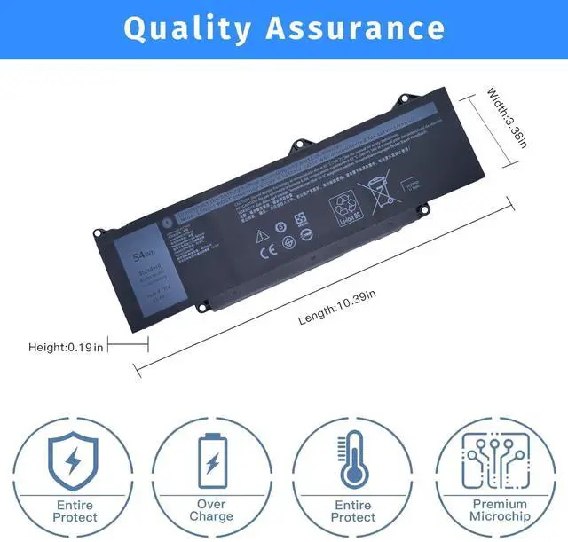 Alt view image 4 of 5 - NBULBL R73TC Laptop Battery Replacement for Dell Latitude 3340 3440 3480 3540 3580 5340 5440 5540 Series KDM9P DR02P GRWKG 2X1V9 GTG7N [11.4V 54Wh]