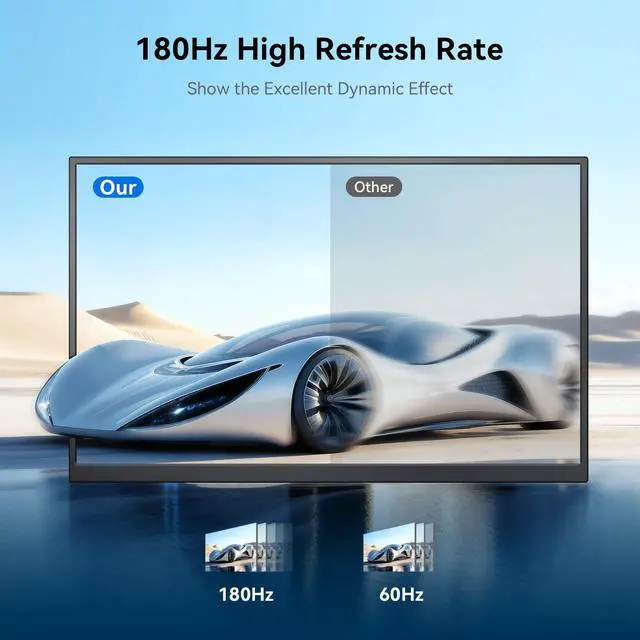 Alt view image 4 of 5 - 24" 180Hz Gaming Monitor, 2.5K 2560x1440 QHD Fast IPS 112.5% sRGB Large Portable Monitor, Height & Rotation Adjustable Stand Type-C HDMI Eye Care External Screen for Laptop Phone PS4&5 Switch Xbox