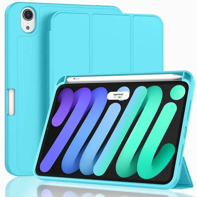 Main image of ZryXal for iPad mini 7 Case A17 Pro 2024/iPad Mini 6 Case 2021 8.3 Inch with Pencil Holder, iPad mini 7th/6th Generation Case with Soft TPU Back and Auto Sleep/Wake, Cyan
