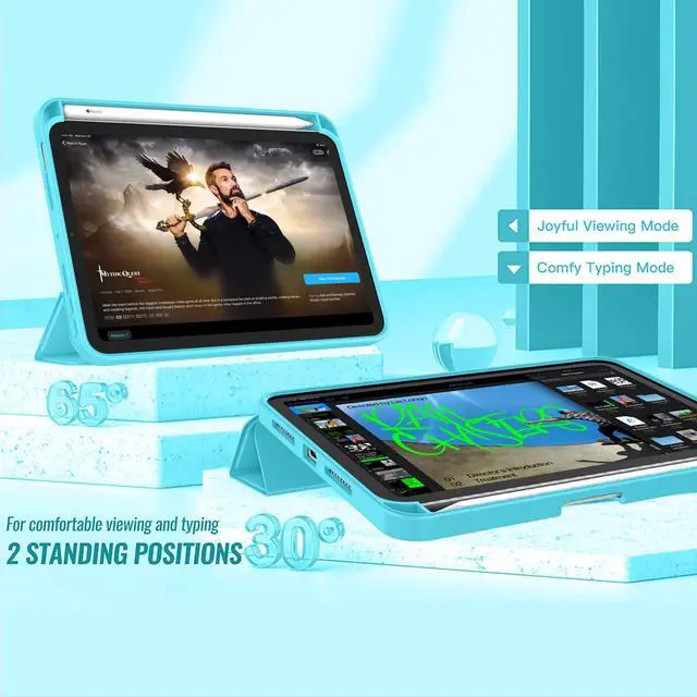 Alt view image 2 of 5 - ZryXal for iPad mini 7 Case A17 Pro 2024/iPad Mini 6 Case 2021 8.3 Inch with Pencil Holder, iPad mini 7th/6th Generation Case with Soft TPU Back and Auto Sleep/Wake, Cyan