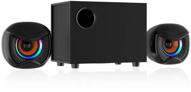 Main image of GSJADYH 2.1 Computer Speakers, Gaming Stereo System with RGB Subwoofer, Wired USB Powered 3.5mm Auxiliary Speakers for PCs, Laptops, Tablets, Phones - Black