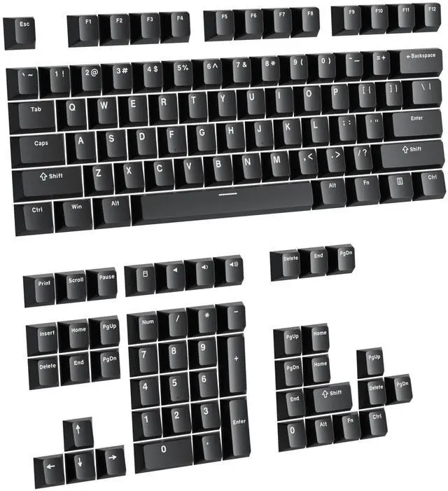 Alt view image 3 of 4 - PWNAGE Full PBT Keycap Set - Double Shot PBT Shine Through Full Keyboard Keycaps (Non Shine Black)