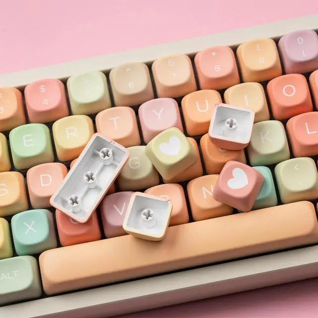 Alt view image 4 of 5 - dagaladoo Cute Candy keycap Set,dye sub pbt keycaps,MOA Profile Custom keycaps, Rainbow Keyboard Key Cap for Cherry Gateron MX Switches Mechanical Keyboards(134 Keys)