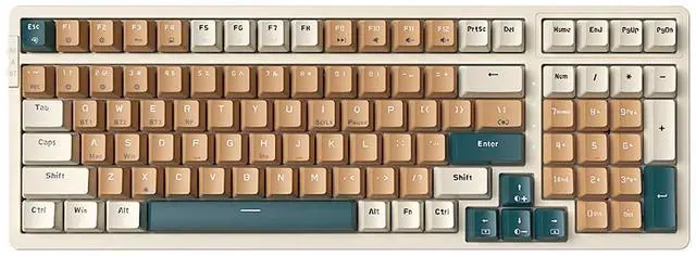 Main image of Qisan Wireless/Wired Mechanical Gaming Keyboard,Triple Mode 2.4G/USB-C/BT (98%) Wireless Mechanical Keyboard with US Layout | Blue Switch Rechargeable RGB Backlit Keyboards for Gaming, Brown Combo