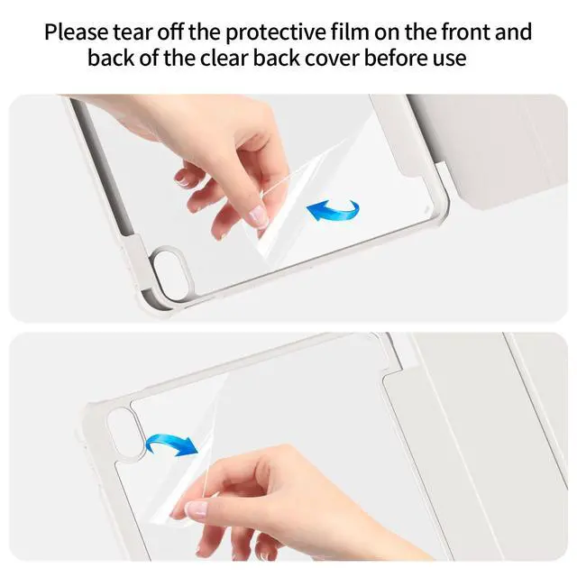 Alt view image 5 of 5 - KVTVOU Clear Case for iPad (A16) 11th/10th Generation (2025/2022, 11/10.9 Inch) with Pencil Holder, Detachable Magnetic Transparent Hard PC Back, Soft Shockproof Frame & Auto Wake/Sleep, Gray