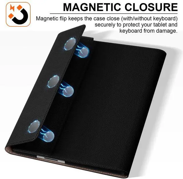 Alt view image 5 of 5 - XFYKJIN for Pro 9/10/11 Case 13 inch 2022/2024 Leather Cover Protective Shell Compatible with Type Cover Keyboard and Pencil Holder,Black