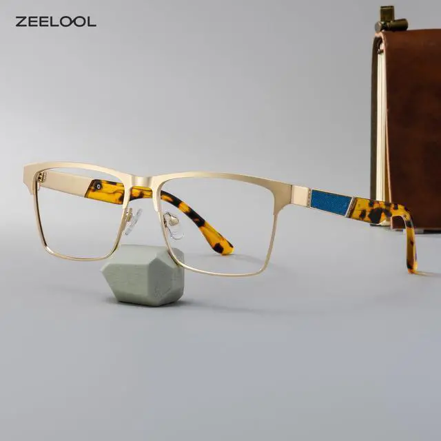 Alt view image 3 of 5 - Zeelool Glasses Frames for Men Metal Rectangle Eyeglasses JGM146843-02 Gold