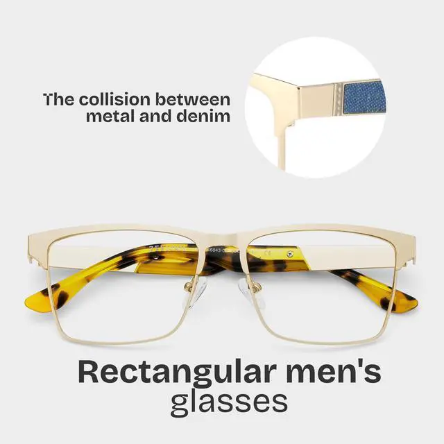 Alt view image 5 of 5 - Zeelool Glasses Frames for Men Metal Rectangle Eyeglasses JGM146843-02 Gold