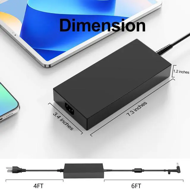 Alt view image 3 of 5 - 330W AC Charger Compatible with HP Omen 17 17-ck1000 17-ck2000 17-ck1020nr 17-ck1111nr 16-n0797nr 16-n0033dx M34603-001 ADP-330BB TPN-DA60 M34531-003 Gaming Laptop Power Supply Adapter