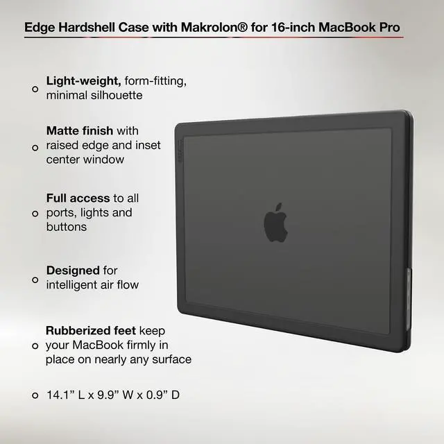 Alt view image 3 of 5 - Incase Edge Hardshell with Makrolon® - MacBook Pro 16 inch Case - 2024, 2023, 2022, 2021, M4, M3, M2, M1 - MacBook Case, Laptop Cover, Protective Hard Shell, Scratch Resistant, Lightweight - Black