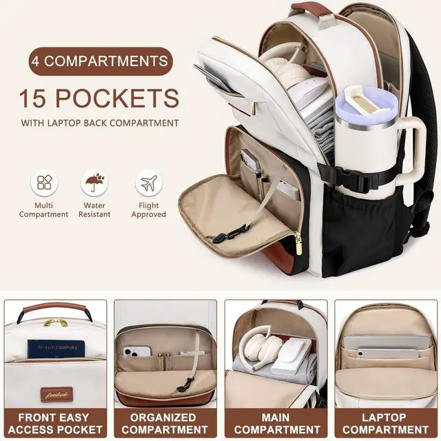 Alt view image 3 of 5 - Large Laptop Backpack for Women Bookbag: 18 inch Work School Backpacks with Pocket for Large Capacity Cup & USB Charger College Book Bag Travel Business Nurse Teacher Bookbags Anti-theft Back Pack