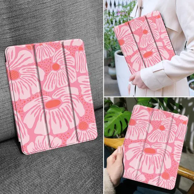 Alt view image 4 of 5 - MEEgoodo Case for Samsung Galaxy Tab A9 Plus 11 inch Cover 2024 2023 with S Pen Holder, A9+ Smart Tablet Cases with Leather Trifold Stand+Soft TPU Back Shell+Smart Auto Wake/Sleep, Pink Style Floral