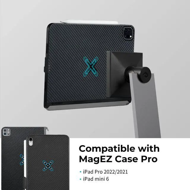 Alt view image 3 of 5 - PITAKA Magnetic Wireless Charging Stand Holder Only for MagEZ Case Pro for iPad Pro/iPad Mini 6 [MagEZ Charging Stand] Adjustable iPad Stand with 15W Wireless Charging Base for Smartphone