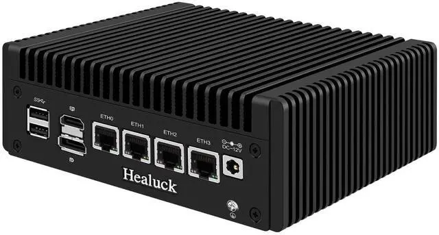 Main image of Healuck Firewall Mini PC N150 Quad Core, 4 x 2.5GbE i226V LAN, DDR5 8GB RAM 128GB NVMe SSD, Fanless Computer Hardware, Micro Router Appliance, AES-NI, OPNsense, TF Slot, Support 1v4 Nvme Adapter