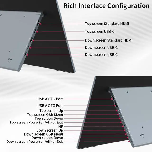 Alt view image 5 of 5 - Magedok Dual Monitor 14 Inch 2K OLED,Portable Touch Monitor for Laptop Extender| 2K |100% DCI P3|Plug-Play|Stand- VESA| |Slim-Frameless| Computer Triple Display Laptop PC Windows Mac