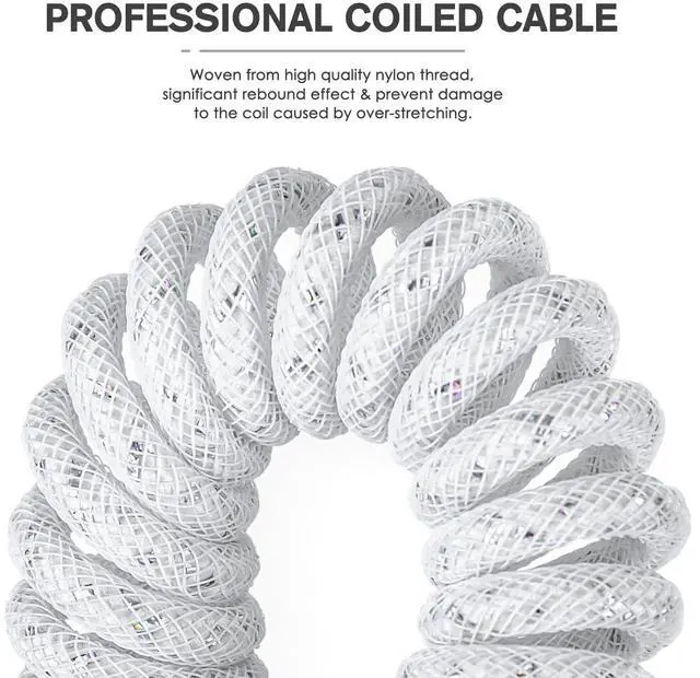 Alt view image 3 of 5 - Yindiao MANBASNAKE C05 Custom Coiled Cable,Double-Sleeved Aviator Cable with CNC Copper,USB C to USB A Cable with Detachable Aviator Connector for Mechanical Gaming Keyboards/PC/Phone 5.2ft-White