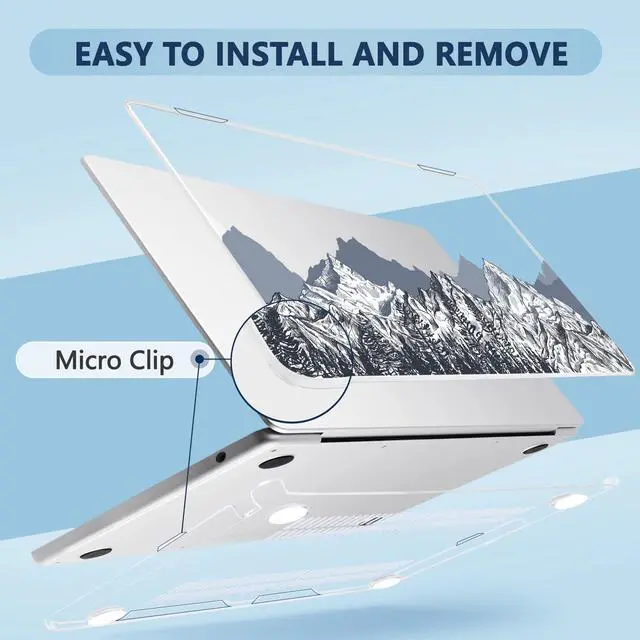 Alt view image 3 of 5 - MecBevia Compatible with MacBook Air 13.6 inch Case, M4 A3240/M3 A3113/M2 A2681 (Released 2025 to 2022), Hard Shell, Keyboard Cover, Screen Protector, Webcam Cover & Type-C Adapter, Mountain Sketch
