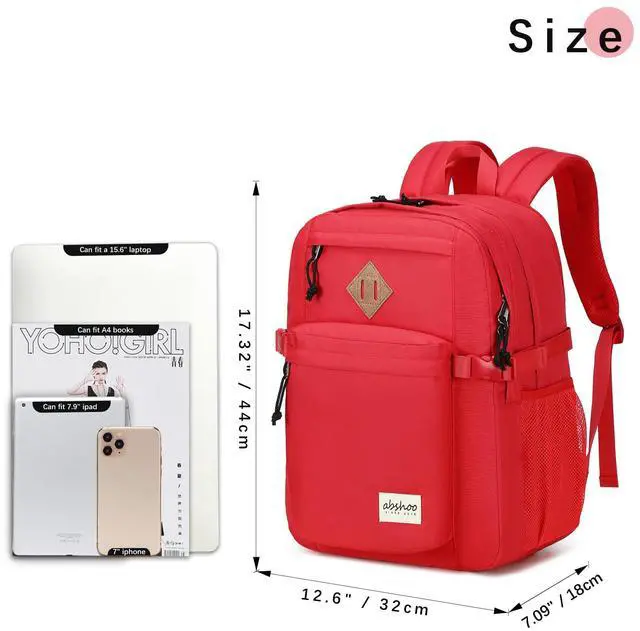 Alt view image 2 of 5 - abshoo 29L Backpack for School College Bookbag Middle High School Backpacks Casual Daypack Travel Backpack (Red)