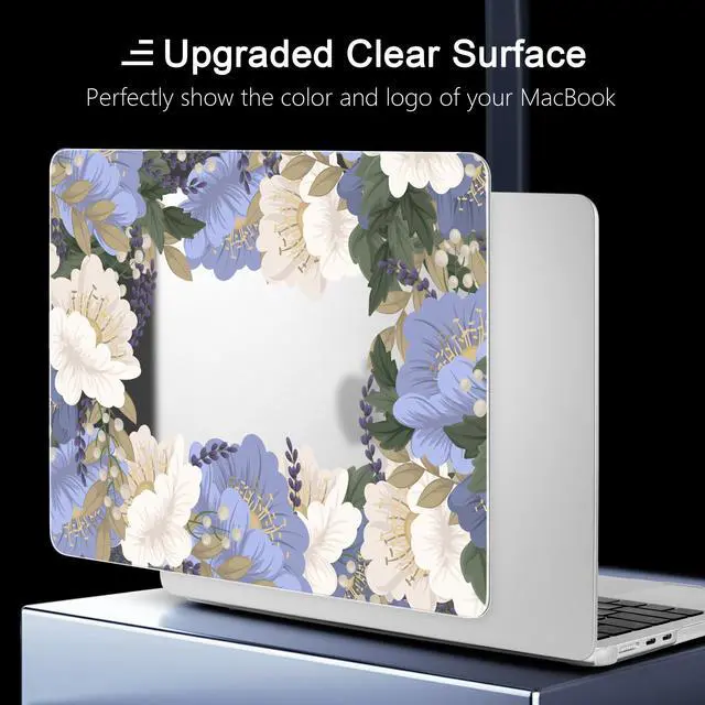 Alt view image 4 of 5 - Yebiseven for MacBook Air 15 M4/M3/M2 Case 2025 2024 2023 A3241/A3114/A2941, Hard Shell Laptop Case with Keyboard Cover & Screen Film & OTG Adapter & Webcam Cover, Flower Frame