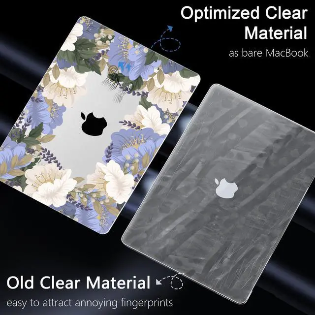 Alt view image 5 of 5 - Yebiseven for MacBook Air 15 M4/M3/M2 Case 2025 2024 2023 A3241/A3114/A2941, Hard Shell Laptop Case with Keyboard Cover & Screen Film & OTG Adapter & Webcam Cover, Flower Frame