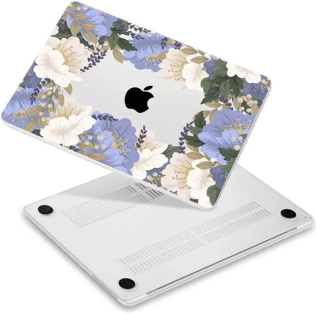 Main image of Yebiseven for MacBook Air 15 M4/M3/M2 Case 2025 2024 2023 A3241/A3114/A2941, Hard Shell Laptop Case with Keyboard Cover & Screen Film & OTG Adapter & Webcam Cover, Flower Frame