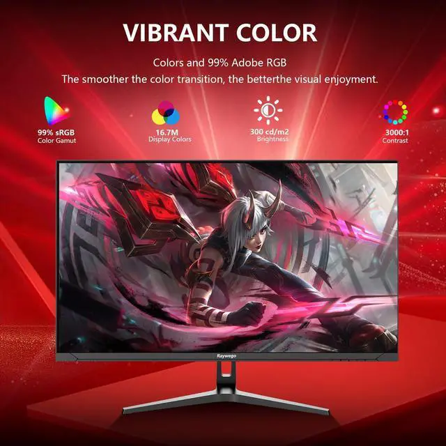 Alt view image 4 of 5 - Raywego 32 inch 4K Gaming Computer Monitor 60Hz UWQHD 3840x2160,99% sRGB,HDR10, FreeSync,Low Input Lag, Billions of Colors, PIP/PBP, Slim Bezel,VESA Mount HDMI/DP Eye-Care for Gaming Graphic Design