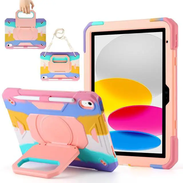 Main image of Case for iPad 11th (A16) 11" 2025, iPad 10th Generation 10.9" 2022,Military Grade Shockproof iPad Case Built-in 360° Rotating Stand/Pen Slot/Shoulder Strap, for iPad 11th Gen/10th Gen(Colorful)