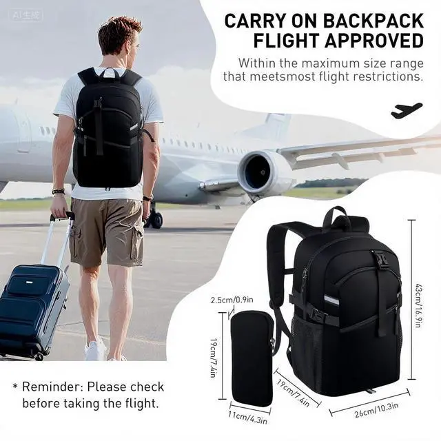 Alt view image 4 of 5 - ODSSTAIPS Small Hiking Backpack, 20L Lightweight Travel Daypack with Phone Pocket, Perfect for Men and Women  Ideal for Hiking, Traveling, and Outdoor Adventures,Black