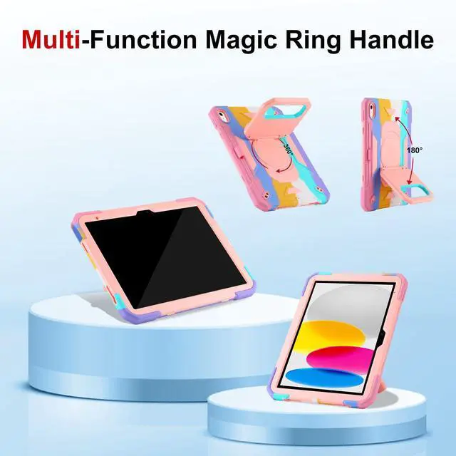 Alt view image 5 of 5 - Case for iPad 11th (A16) 11" 2025, iPad 10th Generation 10.9" 2022,Military Grade Shockproof iPad Case Built-in 360° Rotating Stand/Pen Slot/Shoulder Strap, for iPad 11th Gen/10th Gen(Colorful)