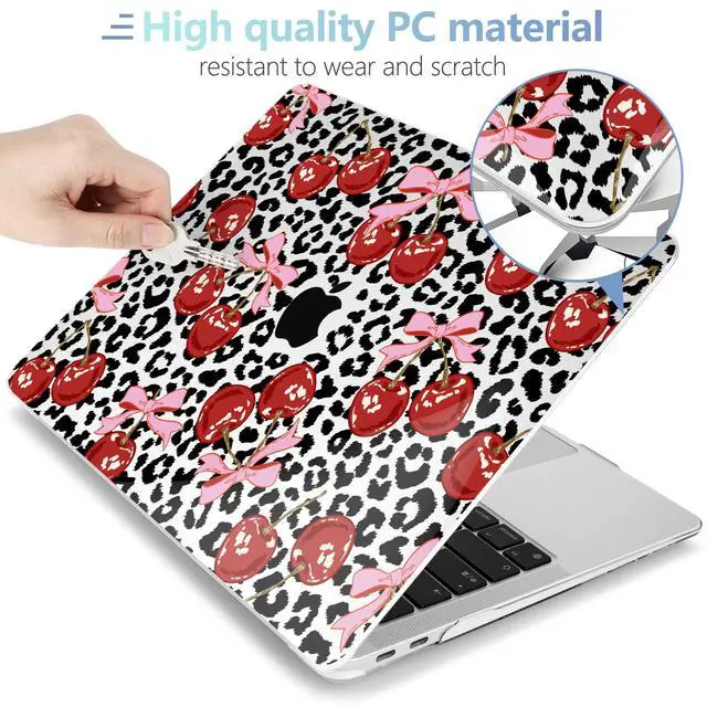 Alt view image 3 of 5 - MEEgoodo for MacBook Air 13.3 inch Case 2021 2020 2019 2018 A2337 M1 A2179 A1932, Laptop Shell for MacBook Air M1 with Keyboard Webcam Cover & Trackpad Film & Type C Adapter,Leopard & Cherry