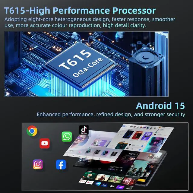 Alt view image 3 of 5 - Android 15 Tablet 10 inch,24GB RAM 128 ROM,Tablets with Keyboard Case Mouse Stylus,1TB Expandable,Octa-Core 6000mAh 1280x800 IPS HD,5G WiFi,T615 CPU,High Performance,Processor,Dual Camera(Gray)