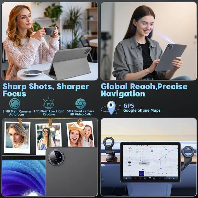 Alt view image 5 of 5 - Android 15 Tablet 10 inch,24GB RAM 128 ROM,Tablets with Keyboard Case Mouse Stylus,1TB Expandable,Octa-Core 6000mAh 1280x800 IPS HD,5G WiFi,T615 CPU,High Performance,Processor,Dual Camera(Gray)