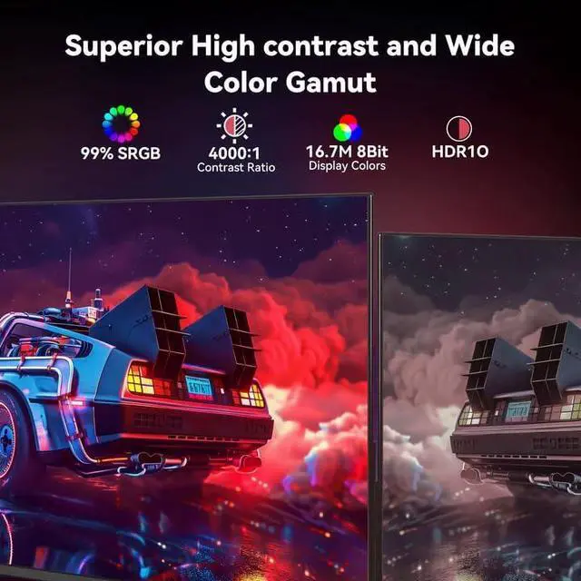 Alt view image 5 of 5 - Raywego 24" Gaming Monitor Full HD 1920 x 1080P VA Panel Monitor 180Hz,Adaptive-Sync,4000:1 Contrast Ratio,Console Gaming Ready,HDMI*1/DP*1/USB*1/Earphone*1,Zero-Bright-Dot